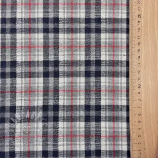 Viskoza Scottish Check YARN DYED BRUSHED navy ecru red