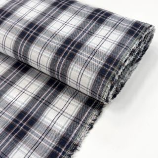 Viskoza Scottish Check YARN DYED BRUSHED white navy