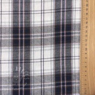 Viskoza Scottish Check YARN DYED BRUSHED white navy
