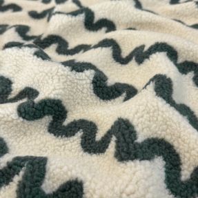 Tkanina za kapute TEDDY JACQUARD Waves army green