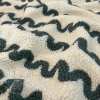 Tkanina za kapute TEDDY JACQUARD Waves army green