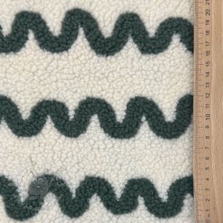 Tkanina za kapute TEDDY JACQUARD Waves army green