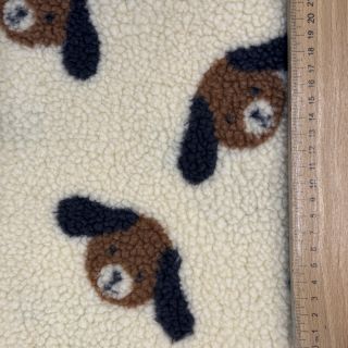 Tkanina za kapute TEDDY JACQUARD Dogs brown