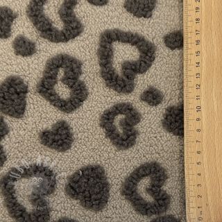 Tkanina za kapute TEDDY Hearts sand