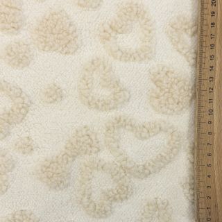 Tkanina za kapute TEDDY Hearts off white