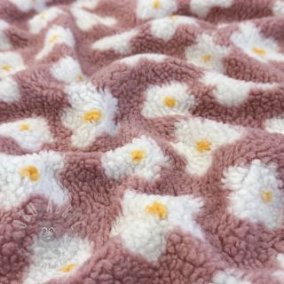 Tkanina za kapute TEDDY Daisy old pink