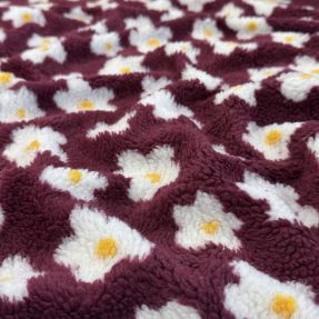 Tkanina za kapute TEDDY Daisy brom beere