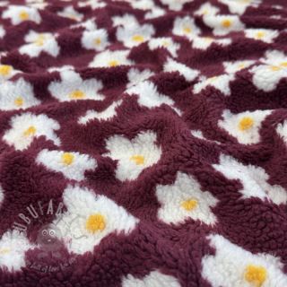 Tkanina za kapute TEDDY Daisy brom beere