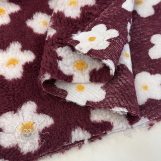 Tkanina za kapute TEDDY Daisy brom beere