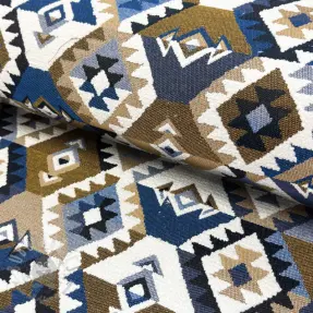 Dekorativna tkanina jacquard Kilim cobalt havane