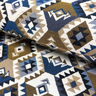 Dekorativna tkanina jacquard Kilim cobalt havane