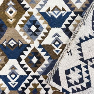 Dekorativna tkanina jacquard Kilim cobalt havane