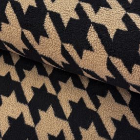 Tkanina za kapute TEDDY JACQUARD PIED DE POULE camel