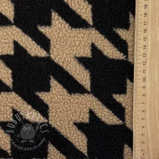 Tkanina za kapute TEDDY JACQUARD PIED DE POULE camel