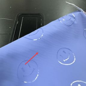 Tkanina za kabanice Happy faces purple 2nd class