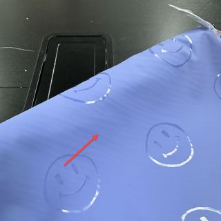 Tkanina za kabanice Happy faces purple 2nd class