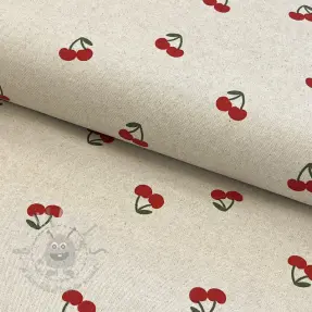 Dekorativna tkanina Linenlook Cherries natural