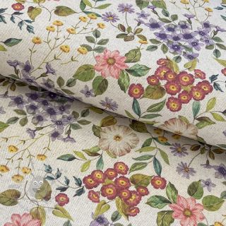 Dekorativna tkanina Linenlook Flowers meadow digital print