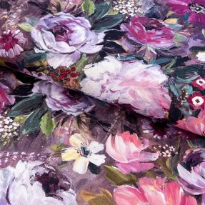 Dekorativna tkanina Oil painting flowers mauve digital print
