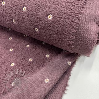 Tkanina za kapute TEDDY EMBROIDERY Mini rosewood